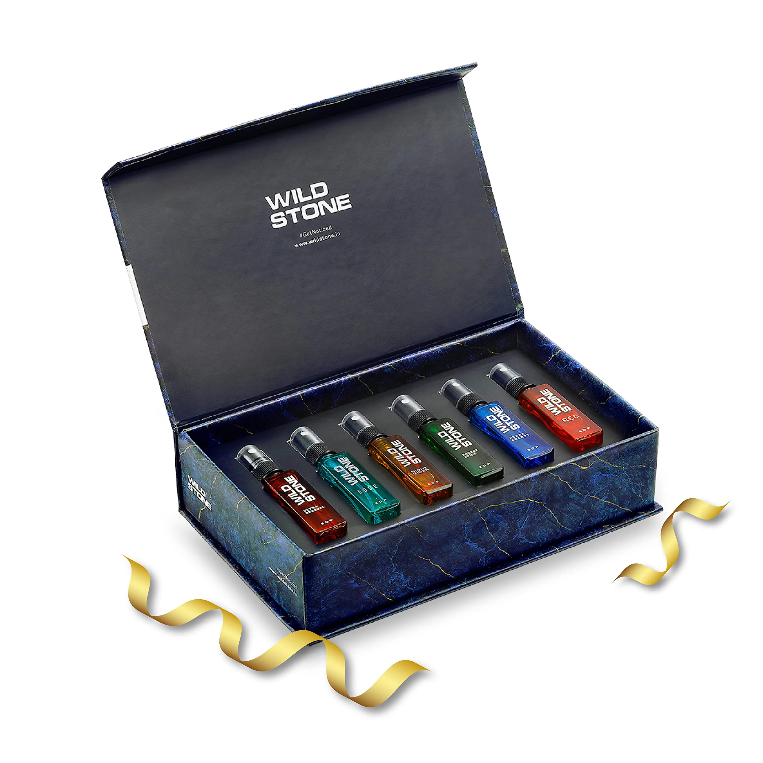 Wild Stone Fragrance Gift Set with Ultra Sensual, Forest Spice, Red, Hydra Energy, Edge and Night Rider Perfume for Men, Pack of 6 (8ml each) - image 1
