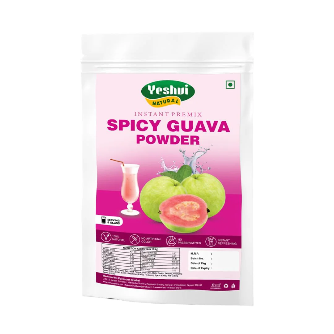 Yeshvi NATURAL Spicy Guava Powder, Instant Drink Mix Guava Powder for Juice, Cake, Jamphal for Fruit Powder make juice, 100gm - image 1