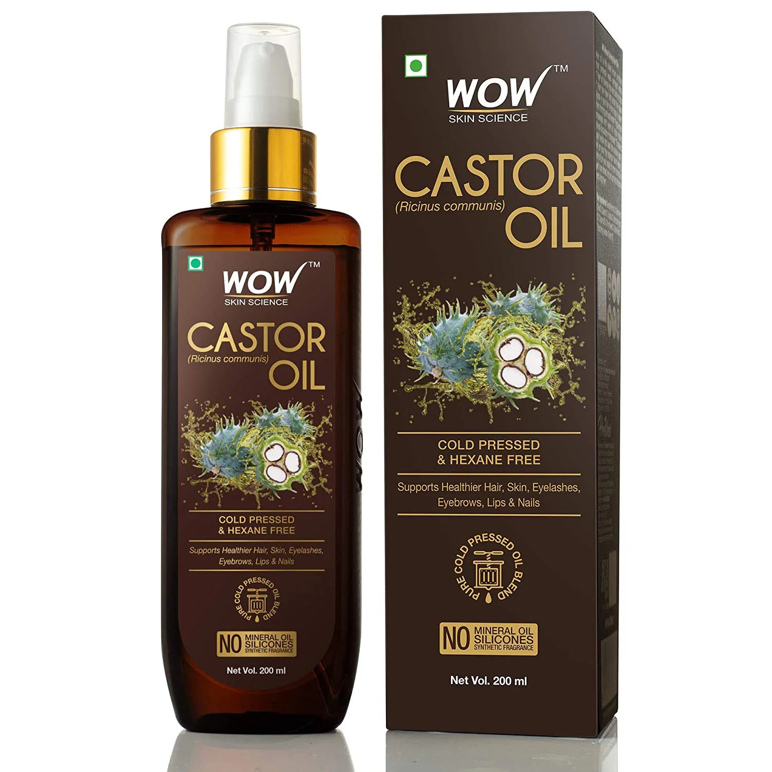 Wow Skin Science 100% Pure Castor Oil - Cold Pressed -200 Ml