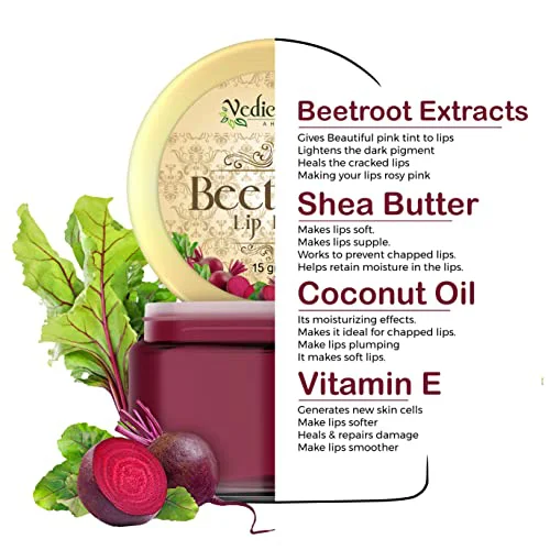 Vedicherbs Beetroot Lip Balm with Natural Beetroot Extract, Shea Butter & Almond Oil | Pinky Goodlooking Nourished Lips | Natural Lip Balm for Women & Men (15 gm.) - image 1
