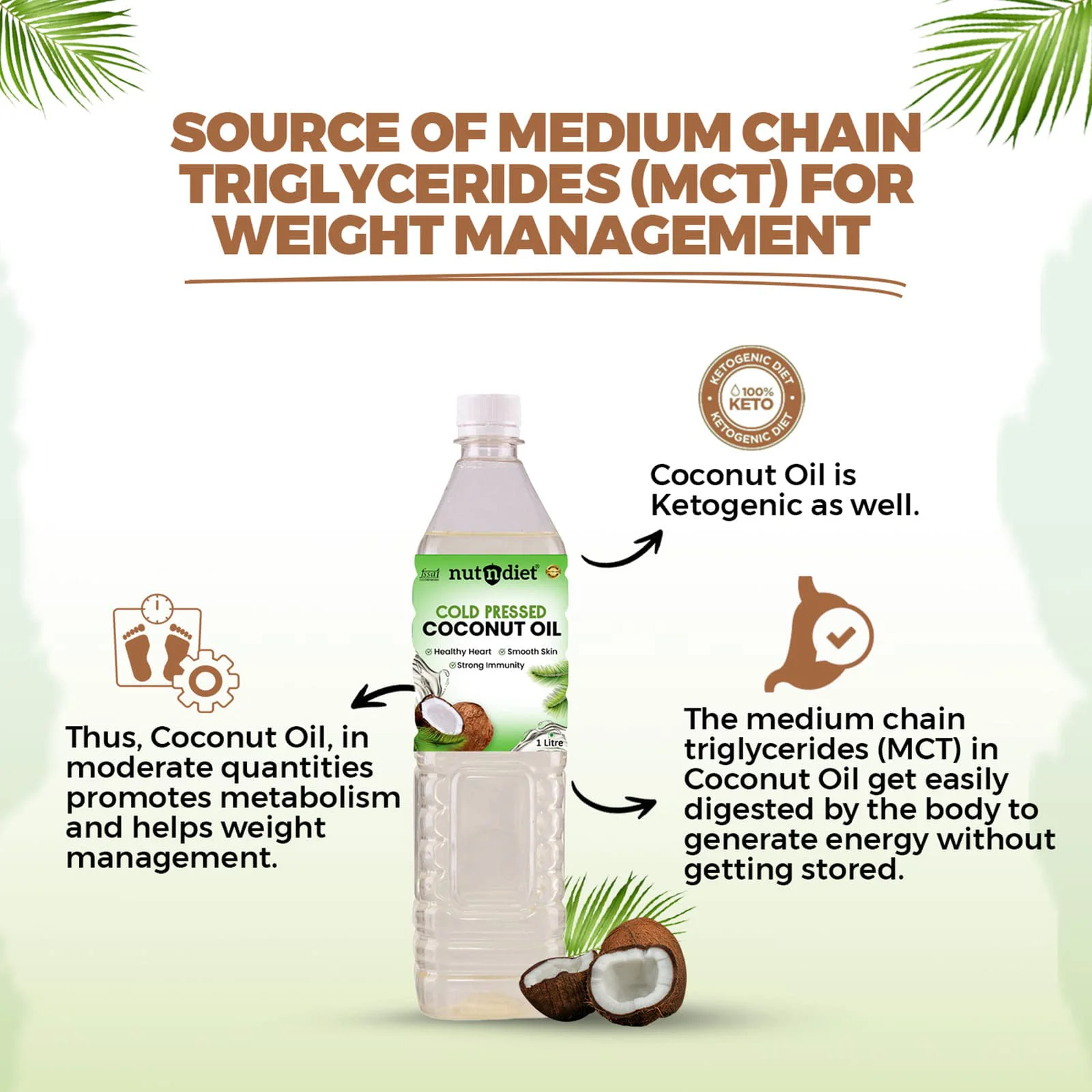 nutndiet Cold Pressed Coconut Oil 5 Litre Can | Pure, Natural & Chemical-Free | Multipurpose Oil for Cooking, Skin Care, Hair Care & Massage | Rich in Nutrients & Antioxidants - image 1