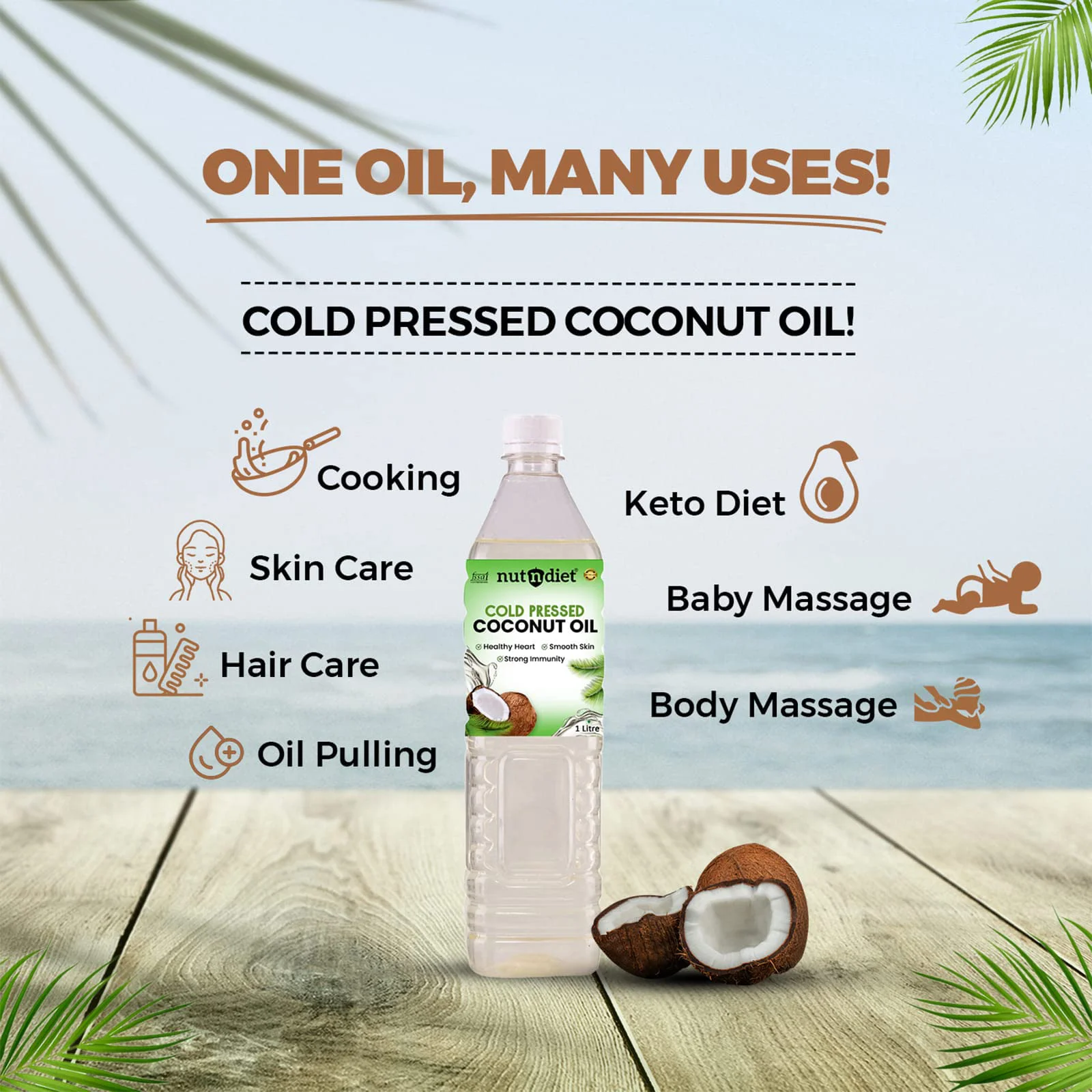 nutndiet Cold Pressed Coconut Oil 5 Litre Can | Pure, Natural & Chemical-Free | Multipurpose Oil for Cooking, Skin Care, Hair Care & Massage | Rich in Nutrients & Antioxidants - image 2