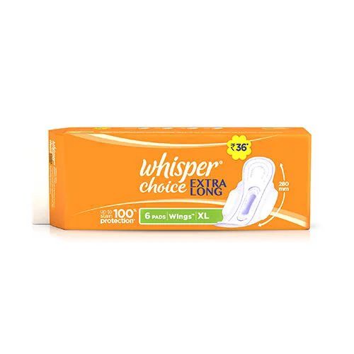 Whisper Choice Sanitary Napkins - Xl, Ultra with Wings, 6 pcs