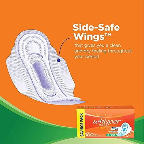 Whisper Choice Sanitary Regular Pads for Women, Regular, Pack of 20 Napkins - image 2