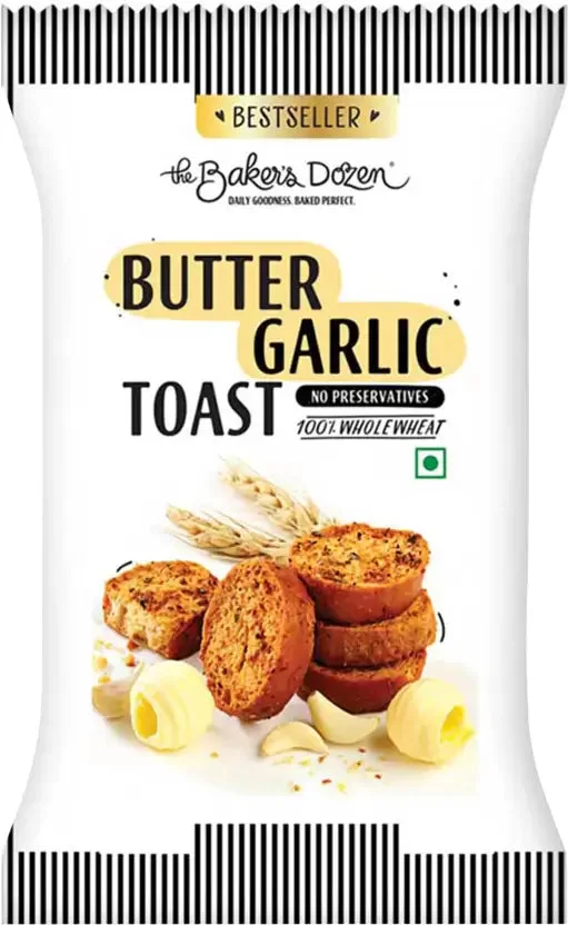 The Baker's Dozen Butter Garlic Toast Garlic flavored Wheat Rusk  (90 g) - image 2