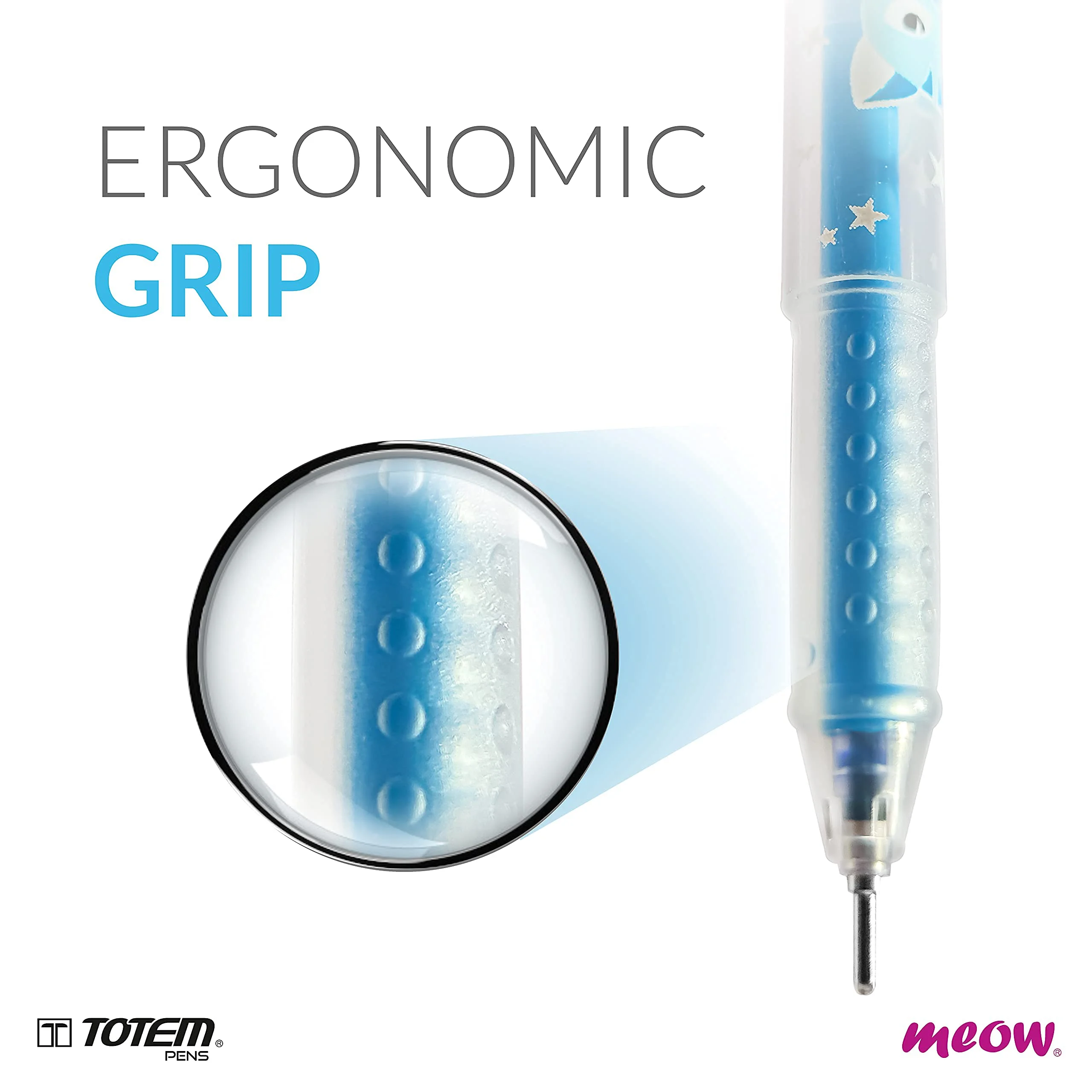 TOTEM Meow Ball Pens | 20 Blue Ink Pens | Theme of Cats Lovers | 0.7 mm Tip | Cute & Stylish Body | Ideal for School,Office & Business | Pens for Writing | Stationery Items | Stick - image 2