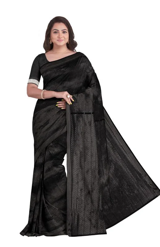 biswa bangla - where the world meets Handwoven Zari Silk Saree with Tassel with Unstiched Blouse Piece |Suitable For Wedding,Party and Festivals Ideal gift for women(5.5 Metres Saree_Black - image 2