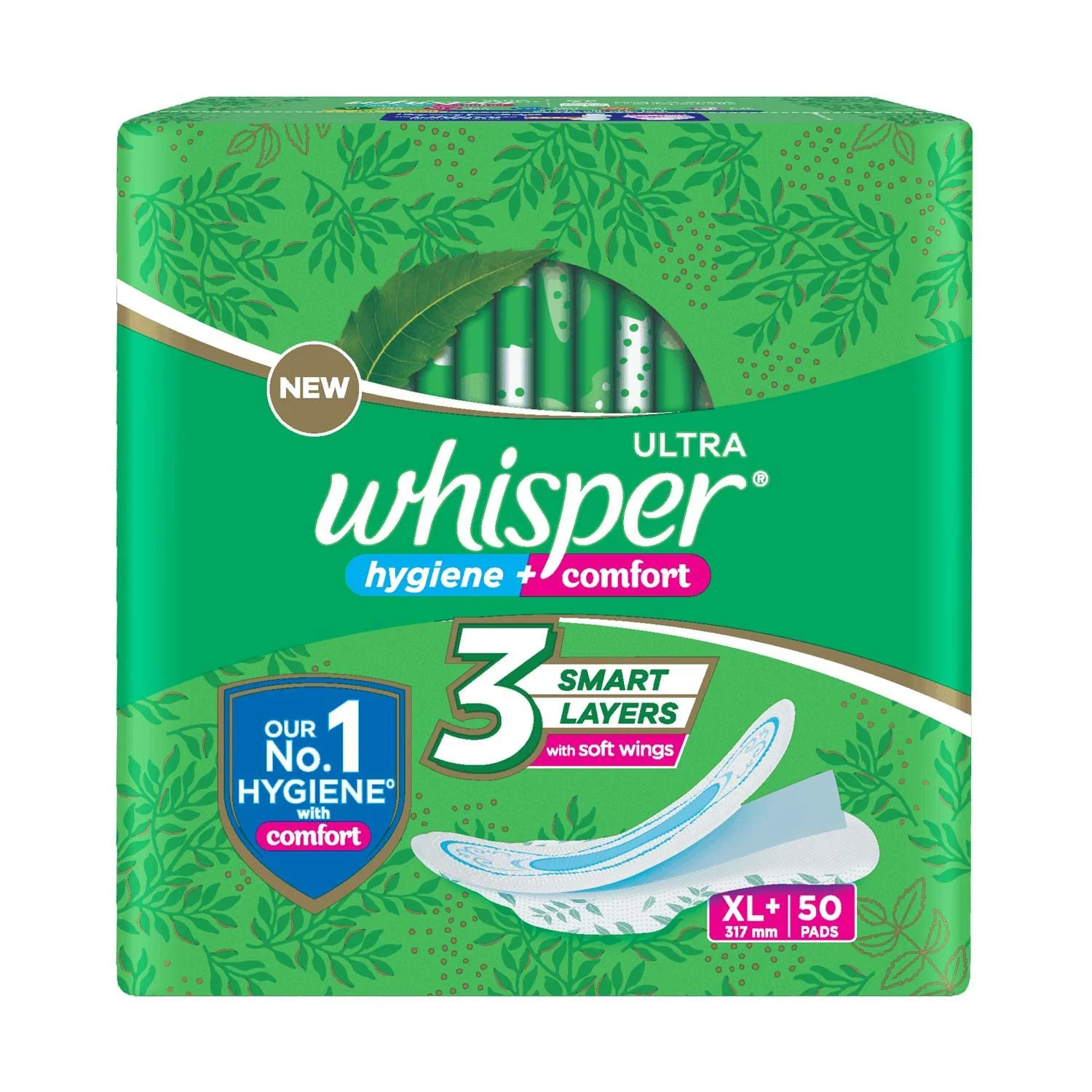 Whisper Ultra Clean Sanitary Pads for Women|50 thin Pads|XL+|Hygiene & Comfort|Soft Wings|Dry top sheet|Suitable for Heavy flow|Odour free|31.7 cm Long|With disposable wrap - image 1