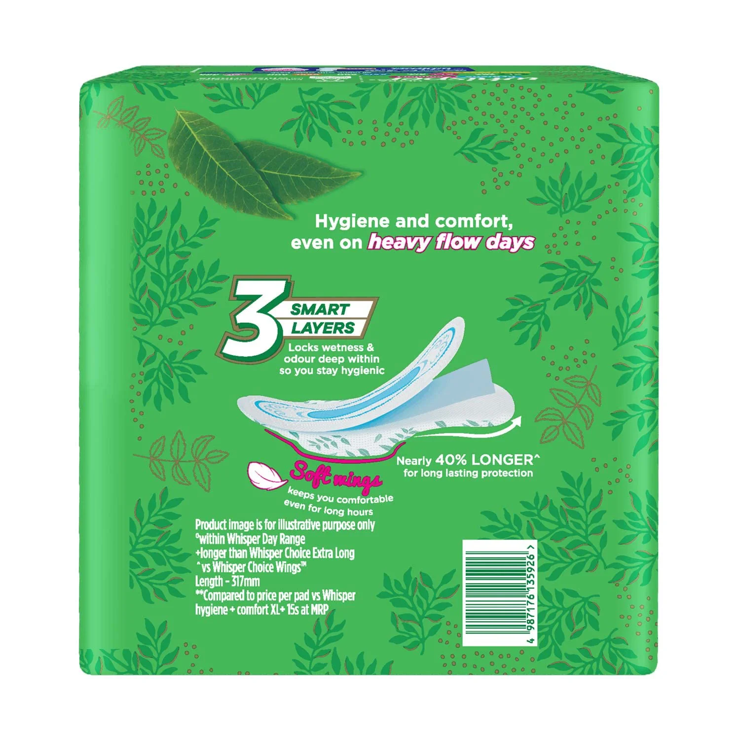 Whisper Ultra Clean Sanitary Pads for Women|50 thin Pads|XL+|Hygiene & Comfort|Soft Wings|Dry top sheet|Suitable for Heavy flow|Odour free|31.7 cm Long|With disposable wrap - image 2