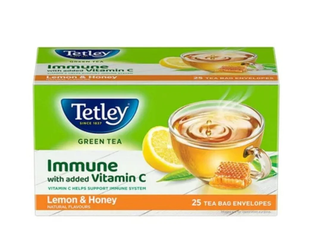 Tetley Lemon & Honey Green Tea Bags (Immune with added Vitamin C) - 25 Units