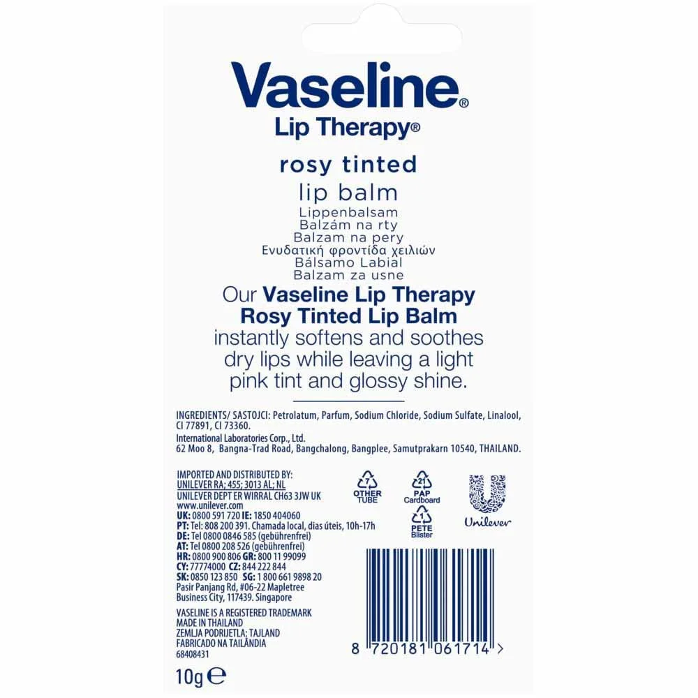 Vaseline Lip Therapy Rosy Tinted Lip Balm, 10g For Dry Lips With Rosy Shine - Pink - image 2