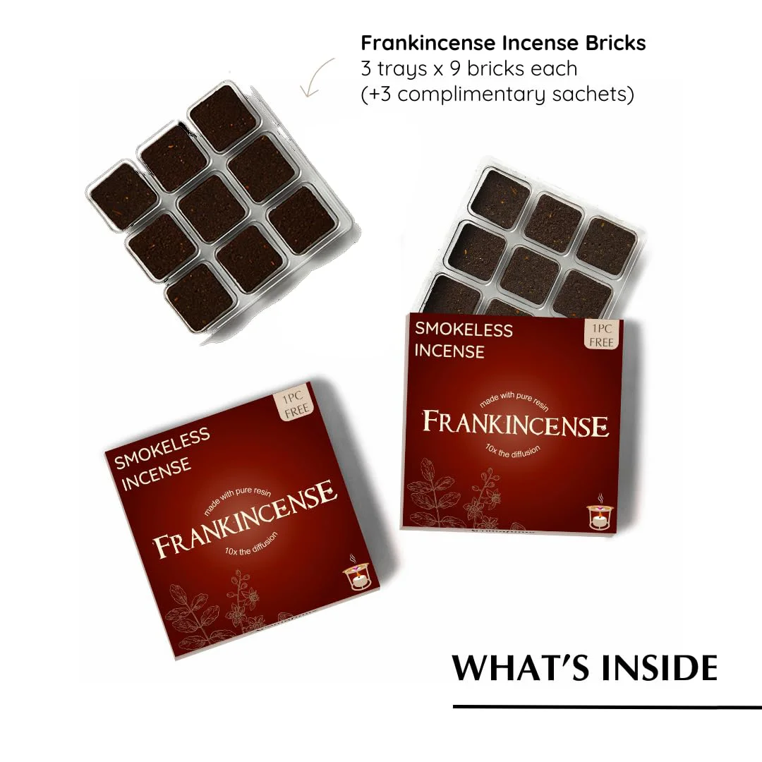 Aromafume Frankincense Incense Bricks Refill Pack | 3 Trays X 9 Bricks | Boswellia Carterii & Boswellia Serrata Extract, Native To East Africa & India | Calms & Relaxes | Low-Smoke & Non-Toxic - image 1