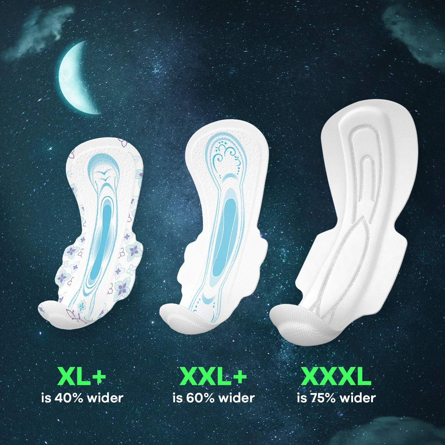 Whisper Bindazzz Night Sanitary Pads|Pack of 16 thin Pads|XXL+|upto 0% Leaks|60% Longer & Wider back|Dry top sheet|Long lasting coverage|Faster absorption|36 cm Long|With disposable wrap - image 1