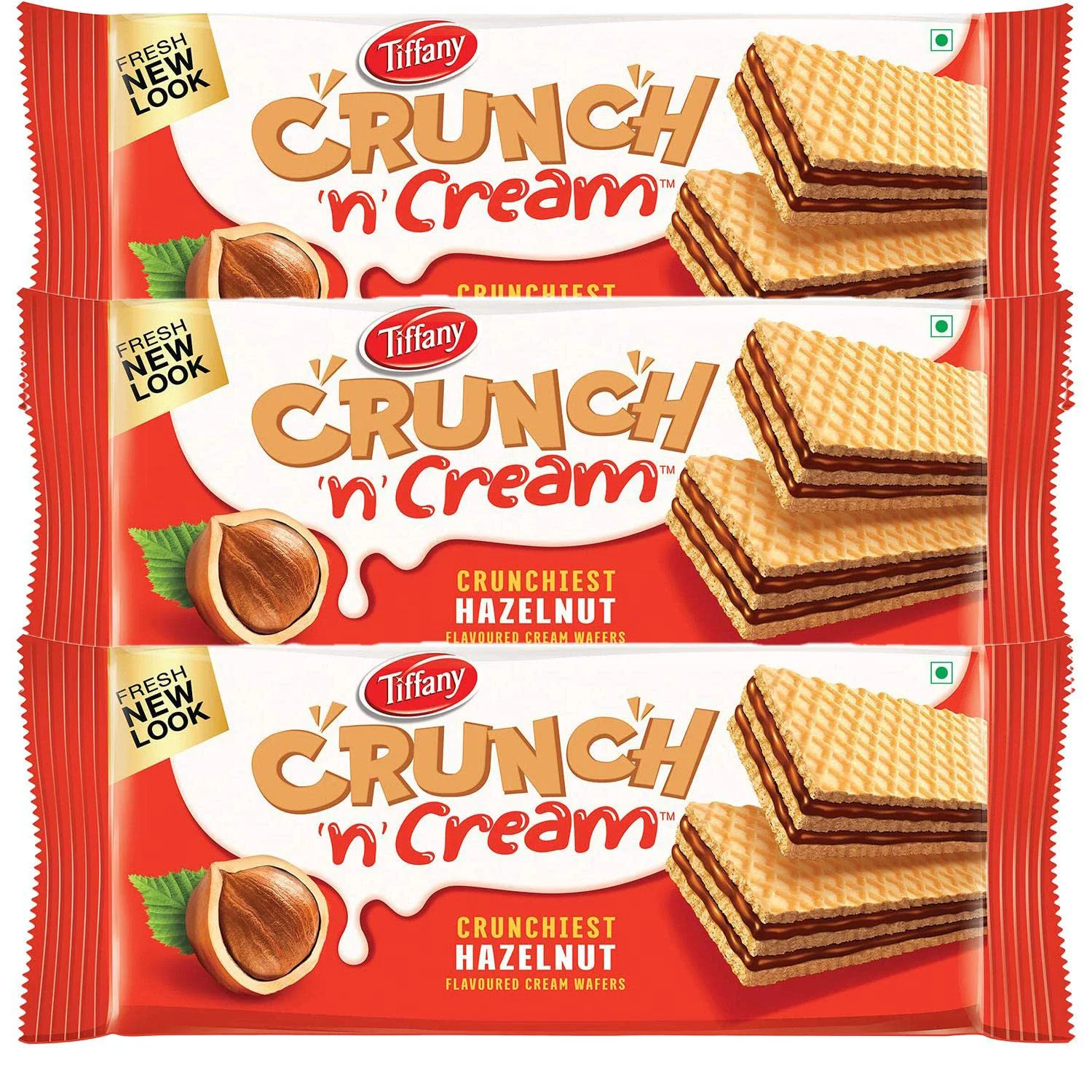 Tiffany Wafers Crunch N Cream Crunchiest Sandwich Hazelnut Flavored Cream Wafers (Pack of 3, 135 g),Great for Snacking and Sharing - image 2