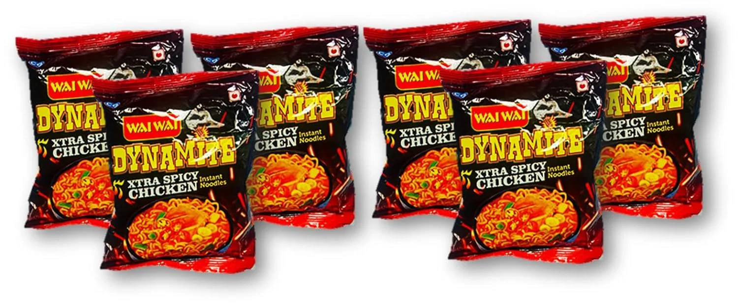 Wai Wai Dynamite Xtra Spicy Chicken Instant Noodles 100g (Pack of 6) Kten - image 2