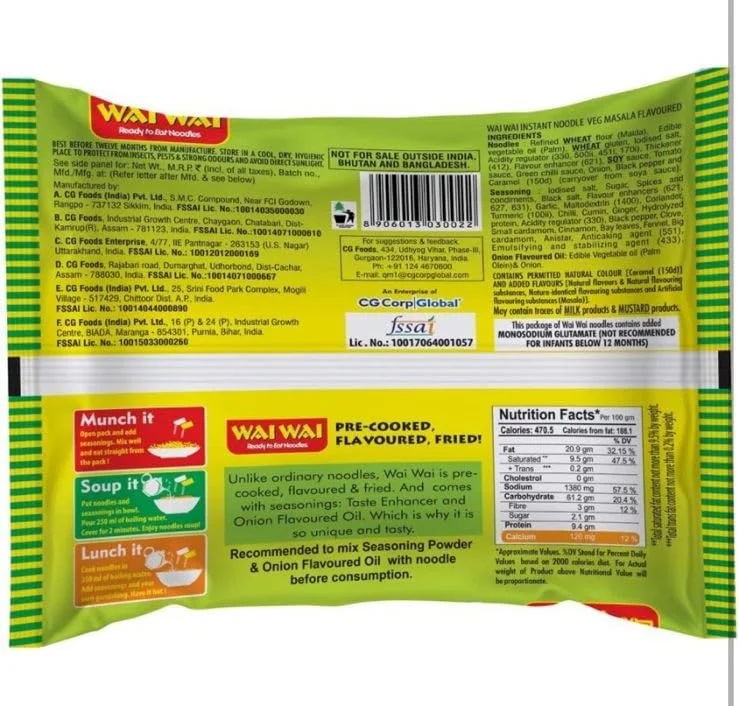Wai Wai Ready To Eat Veg Masala Noodles, 420 Grams - image 2