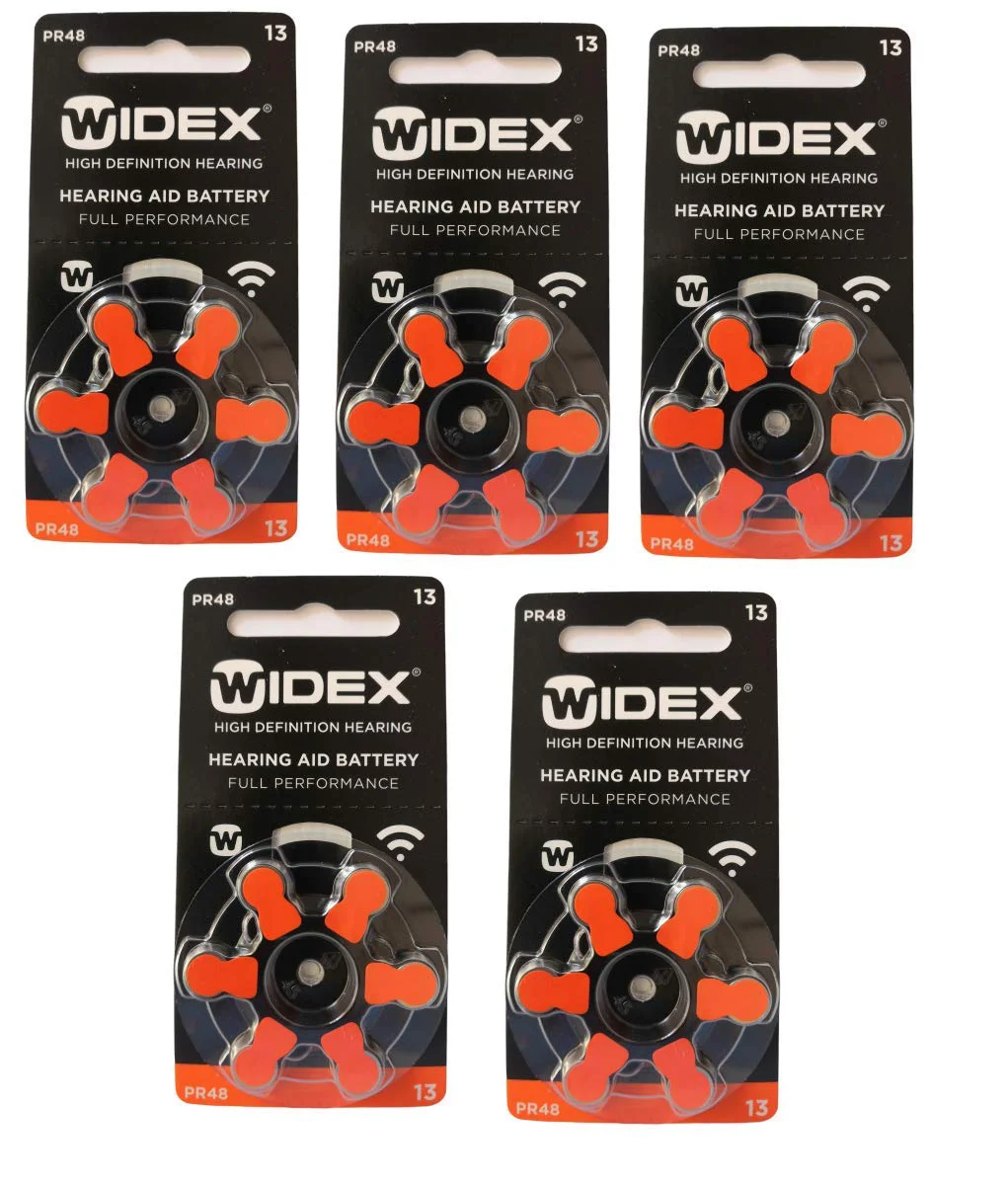 Widex hearing aid battery size13 PR48 (5 Packets = 30 batteries)
