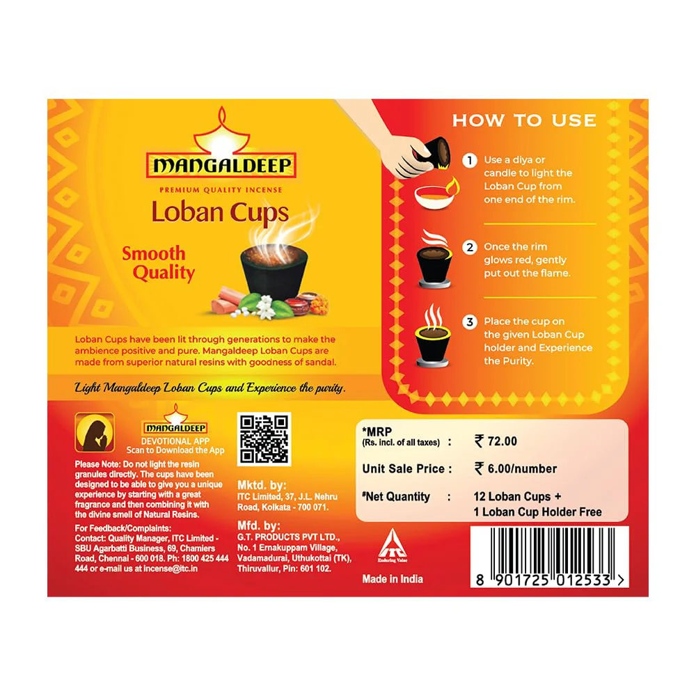 Mangaldeep Loban Cups - Pure & Natural - Rich Aroma (12 Cups) - image 1