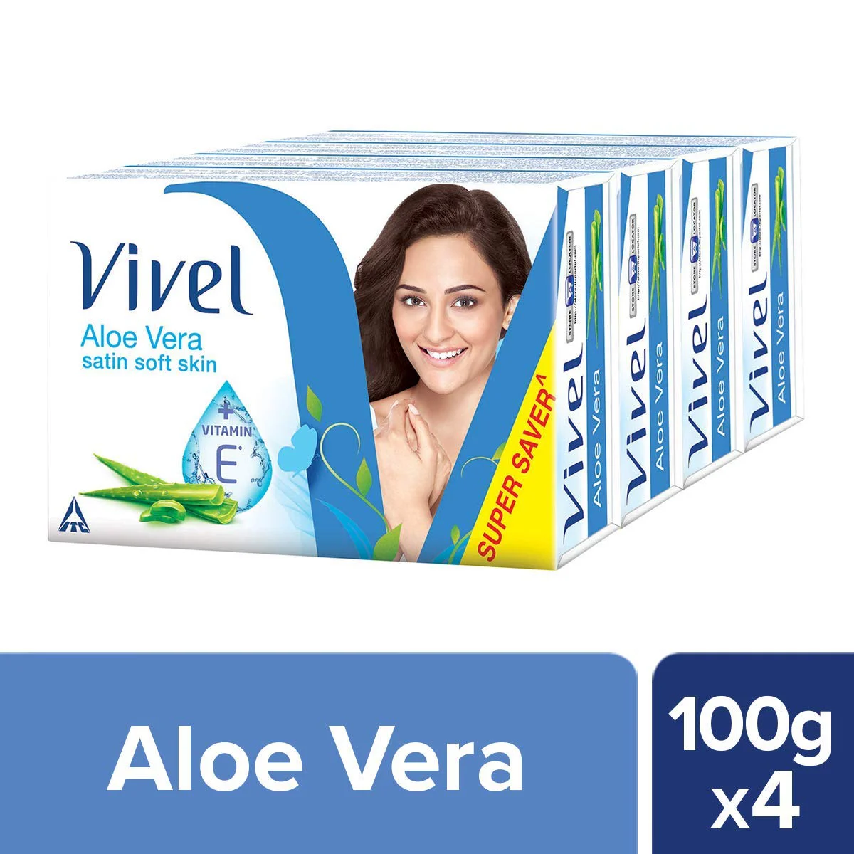 Vivel Aloe Vera Bathing Bar, 100g (Pack of 4) - image 2