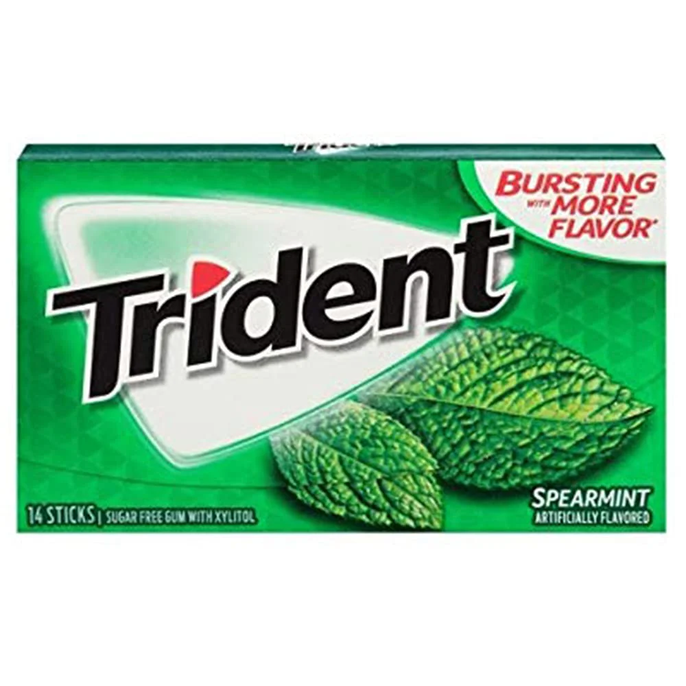 Trident Sugar Free Chewing Gum Spearmint, 14 Sticks, 26 g - image 1