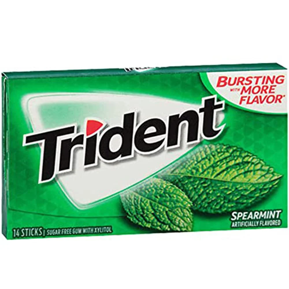 Trident Sugar Free Chewing Gum Spearmint, 14 Sticks, 26 g - image 2