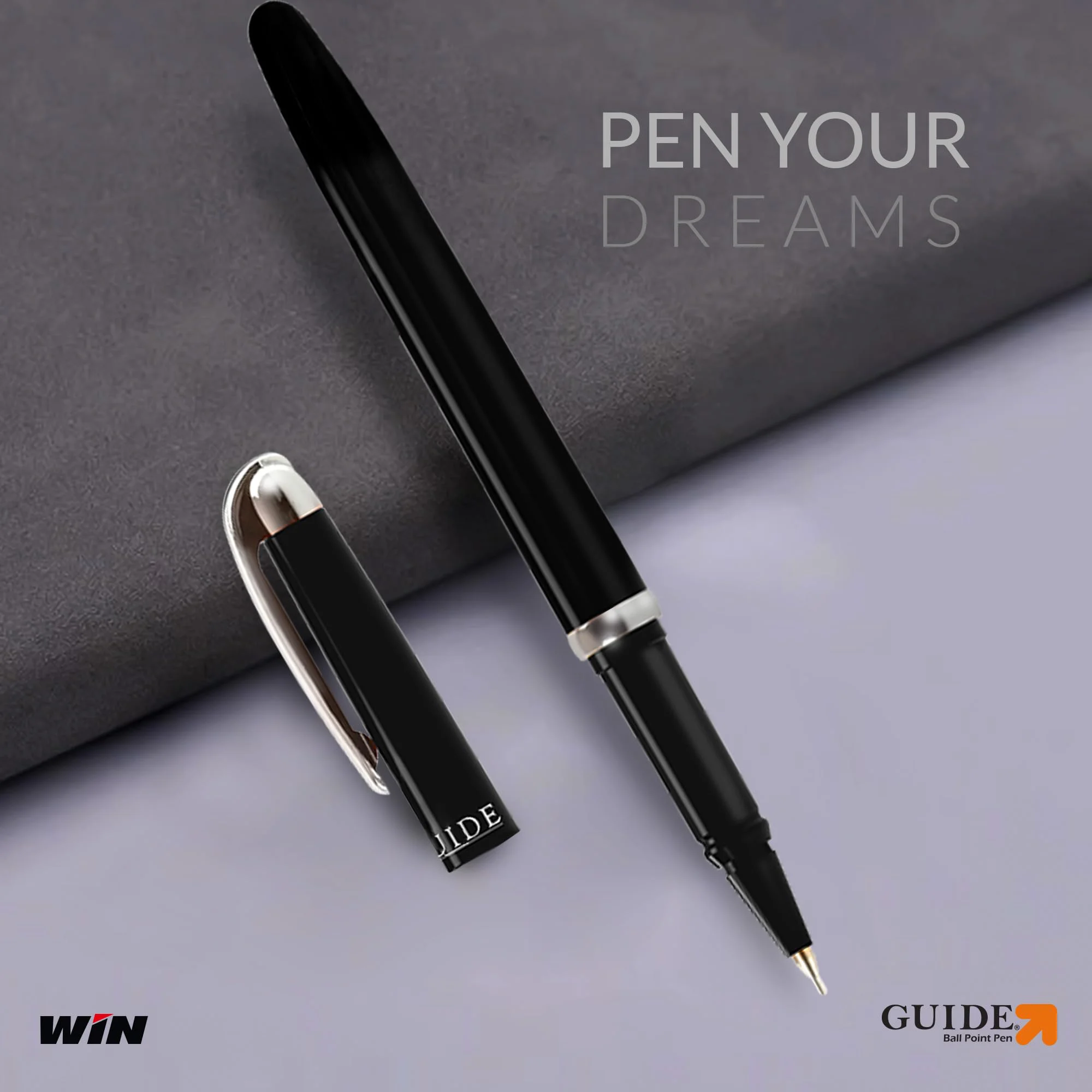 Win Guide Ball Pens | 50 Black Ink Pens | Premium Stylish Pens Set | 0.6 mm Sharp Tip | Lightweight Multicoloured Body available in 6 Colours |School and Office or Corporate Gifting | Pens for Writing - image 2