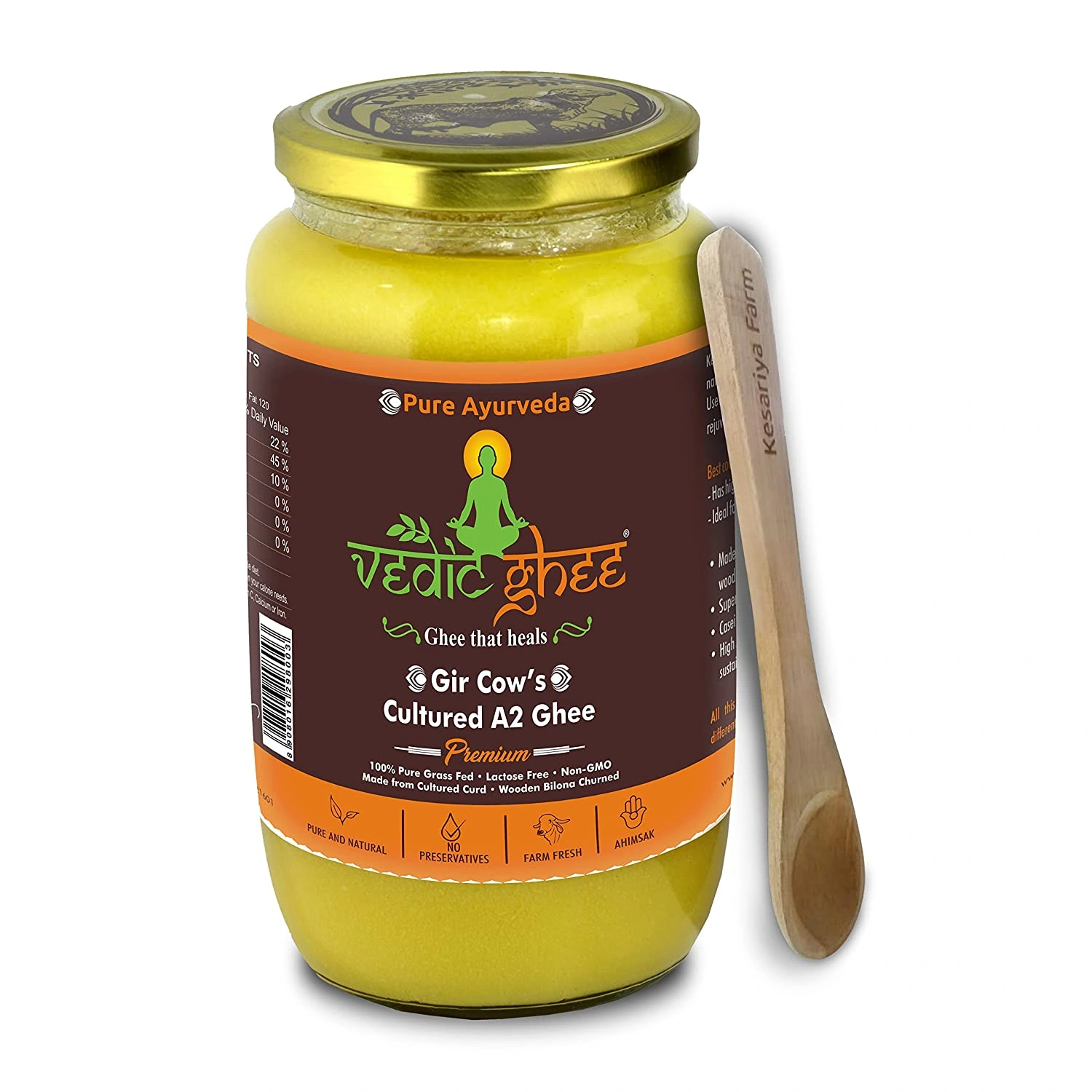 Vedic Ghee Premium A2 Gir Cow Cultured Ghee from Kesariya Farm - 1L (1000ml) - image 1