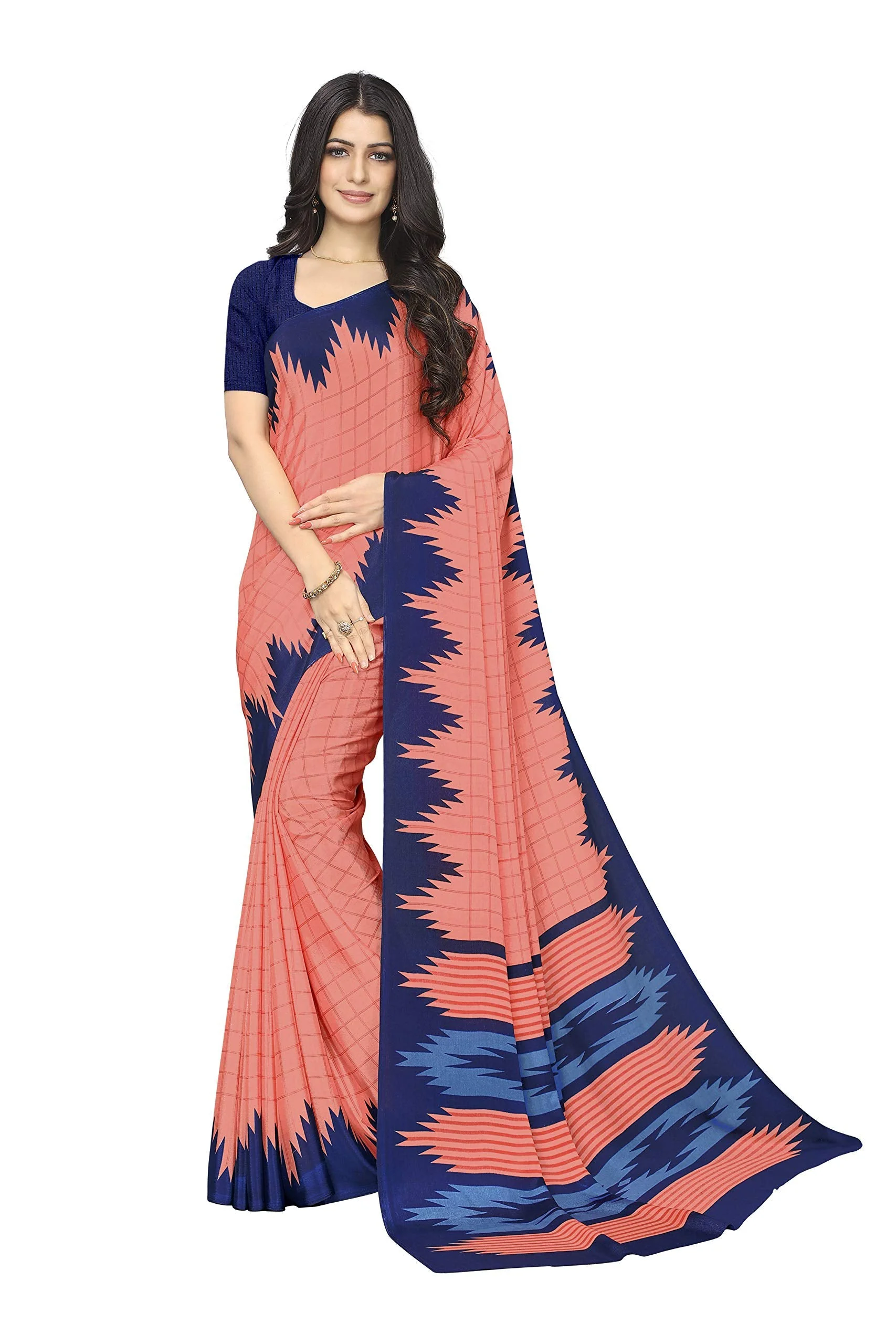 Vimla Women's Pink Turkey Art Silk Uniform Saree with Blouse Piece (7001 Pink_Free Size) - image 1