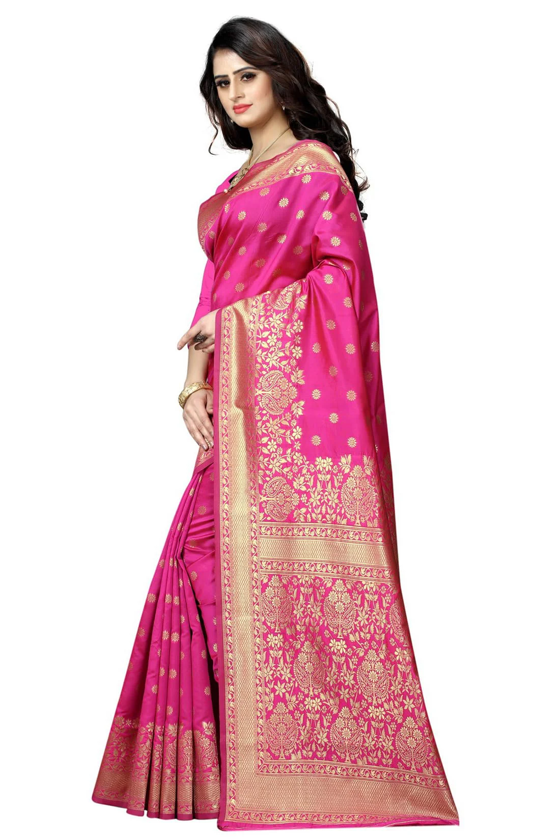 Sugathari Women's Banarasi Saree Pure Kanjivaram Silk Saree Soft new ladies 2023 Design Wear Pattu Sarees Latest Cotton Party Sari collections With Blouse Piece for Wedding sadi (SAM PARI-100 RANI) - image 1