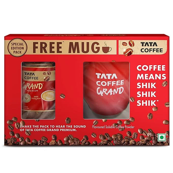 Tata Coffee Grand Premium Instant Granule Coffee - 50g Jar with Mug