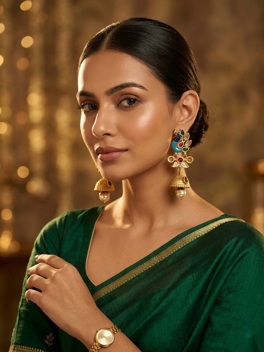 Peacock Design Jhumka Earrings