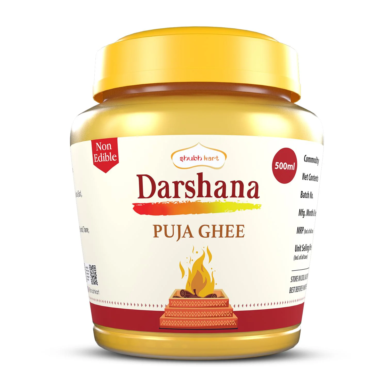Shubhkart Darshana Puja Ghee - 500 ML for Daily Puja, Festivals| Puja Deepam Oil (Ghee for Pooja) Puja Ghee for Diya or lamp and Wicks or Batti | Rich in Aroma - 500ml Jar Pack | Non-Edible - image 2