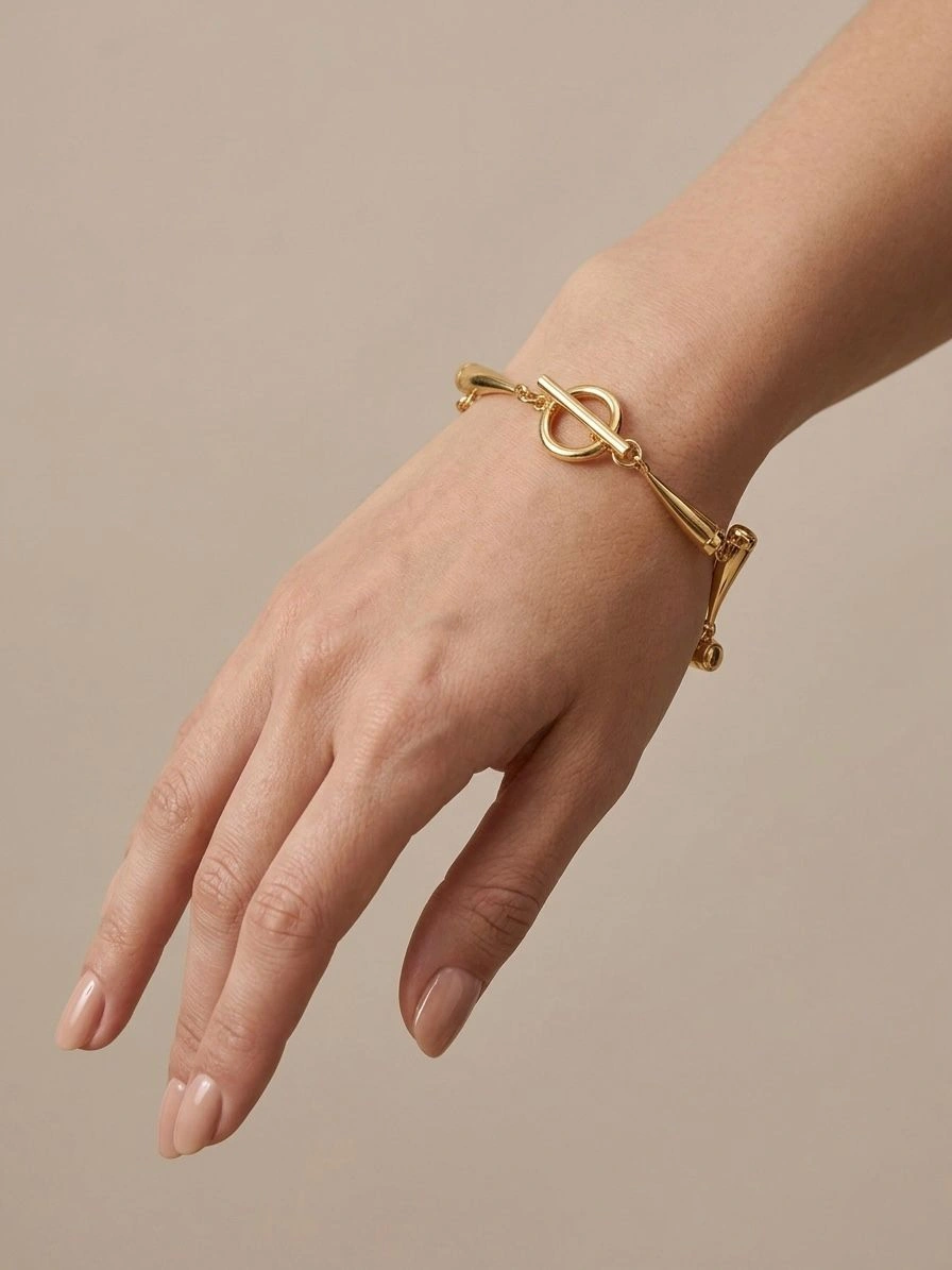 Gold Toggle Clasp Bracelet (T-Bar Style)