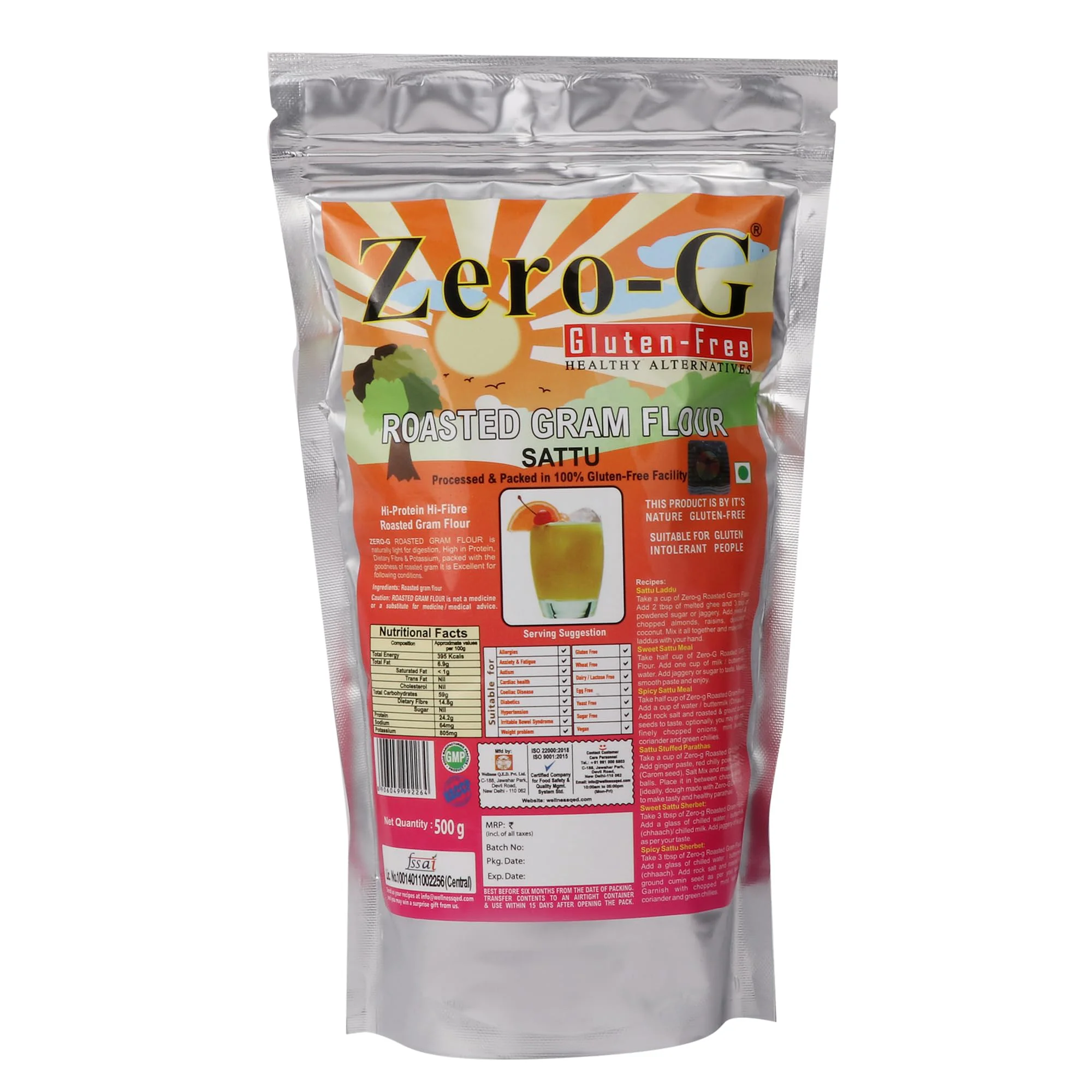 Zero-G Gluten-free Sattu (500g Pack) - High-Protein Hi-fibre Meal | Traditional Indian Wholesome Food/Drink | Gluten-Free Goodness | Promotes Digestive Health | Supports Healthy Gut - image 2