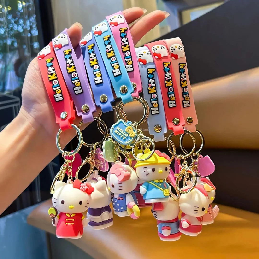 Whimsical 3D Rubber Silicon Cartoon Keyrings - Kitty ( Pack of 1 )