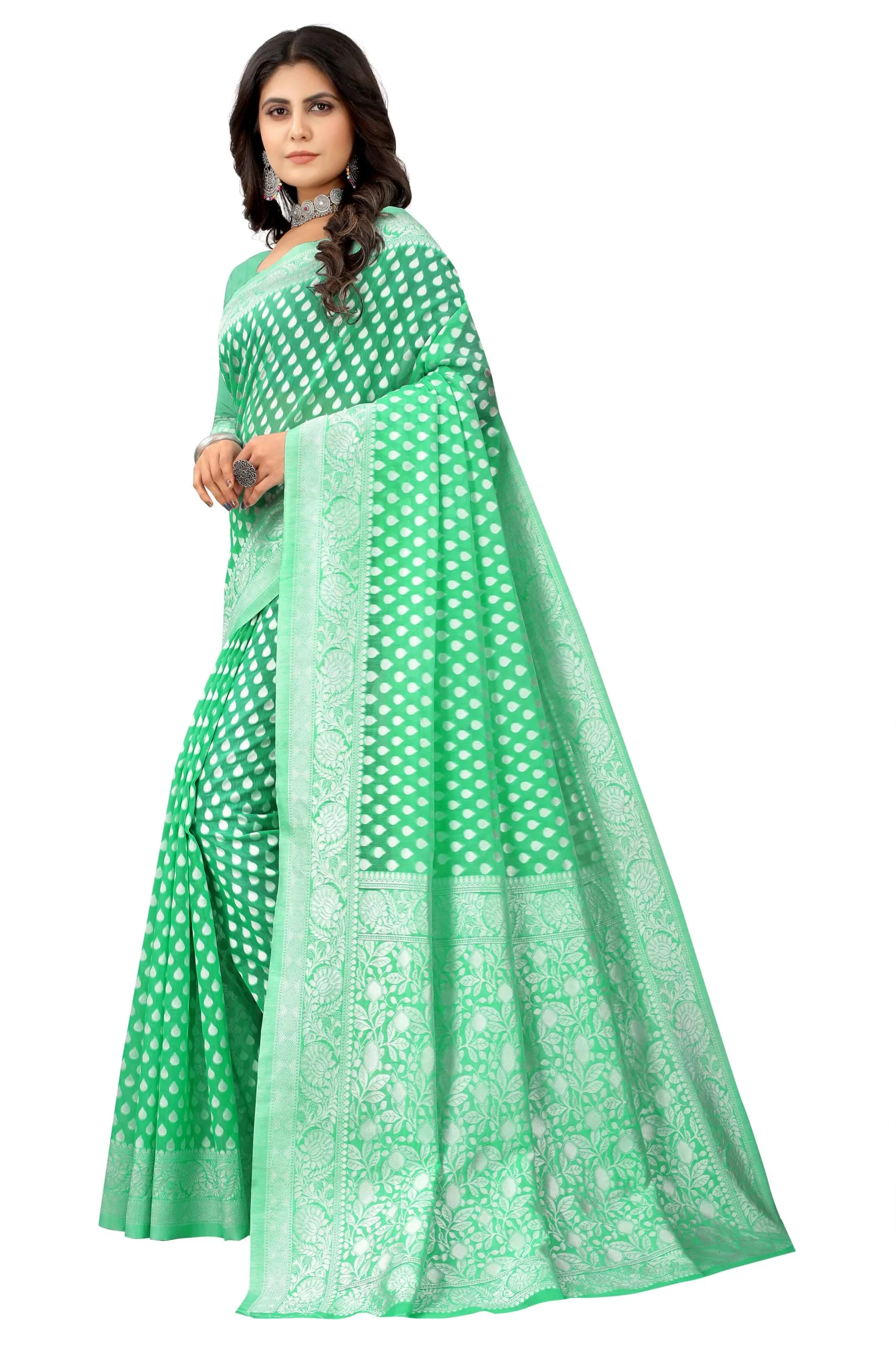 Sugathari Women's Banarasi Saree Pure Kanjivaram Silk Saree Soft new ladies 2023 Design Wear Pattu Sarees Latest Cotton Party Sari collections With Blouse Piece for Wedding sadi (SAM PARI-155 GREEN) - image 2