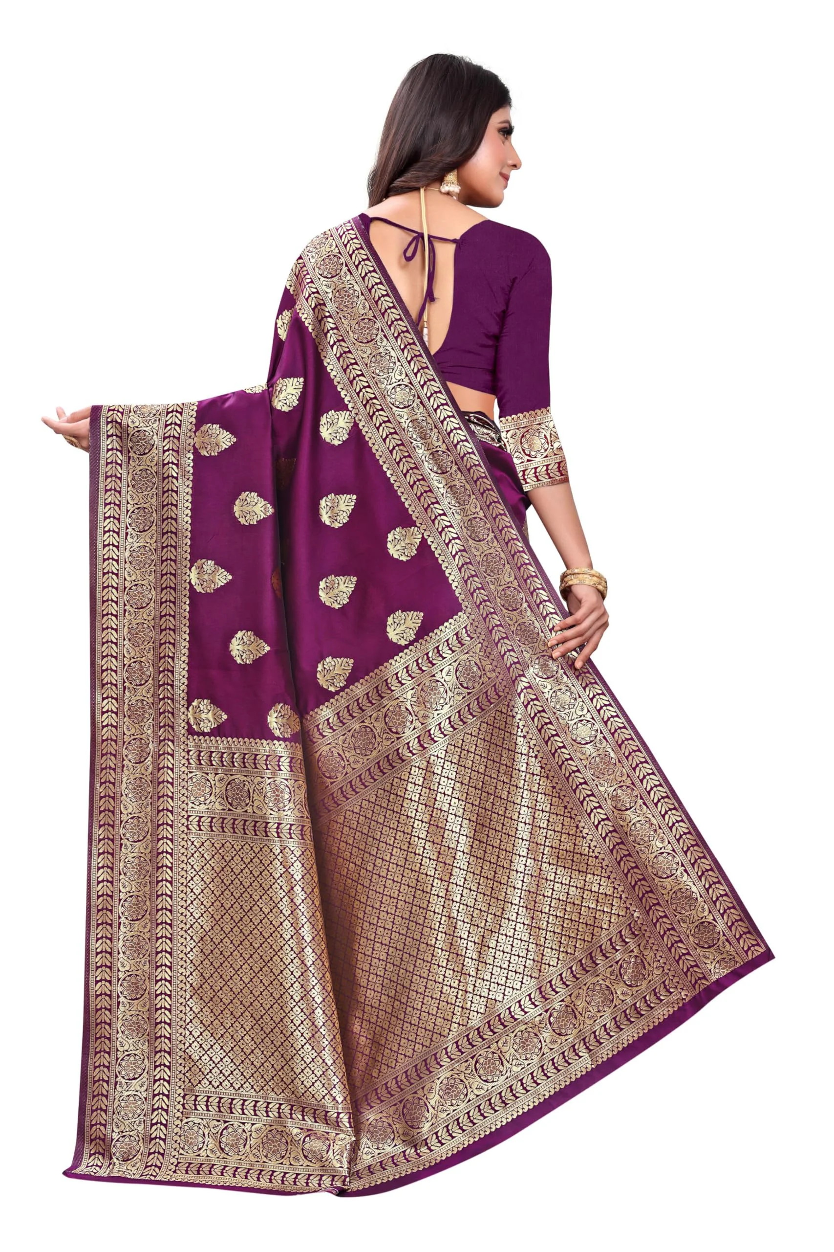 Sugathari Women's Banarasi Saree Pure Kanjivaram Silk Saree Soft new ladies 2023 Design Wear Pattu Sarees Latest Cotton Party Sari collections With Blouse Piece for Wedding sadi (SAM PARI-120 WINE) - image 1
