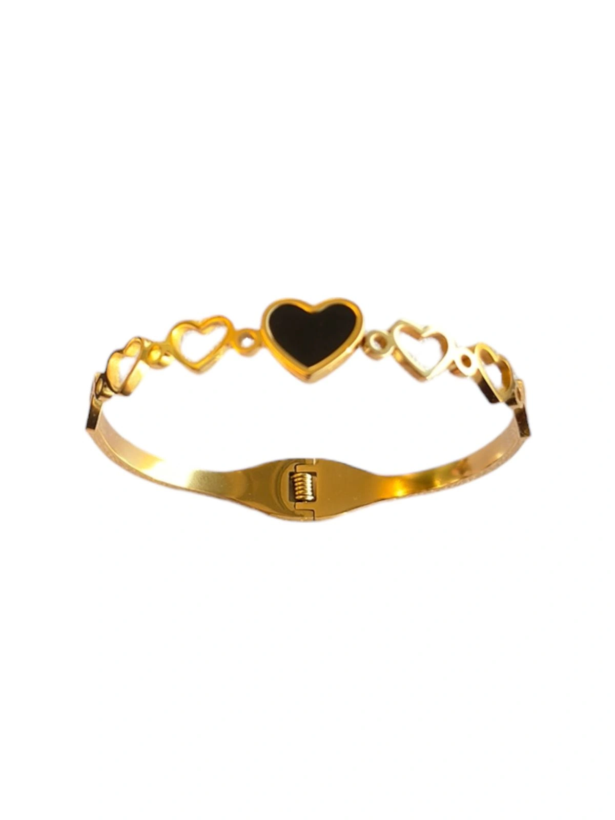 Gold Heart Enamel Bangle Bracelet